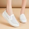 Summer Cutout Walking Shoes for Women Platform Slip On PU Leather Loafers Dress Shoes Hollow Breathable Sneakers Women's Casual Office Work Sneakers
