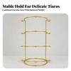 Metal Display Stand with Round Base Golden Crown Holder Compact