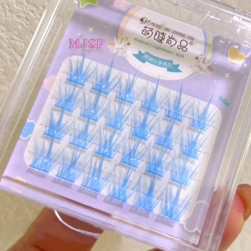 

Colorful Individual Lashes Natural Volume Wispy Segmeted False Eye Lashes Extension Cluster Eyelash Purple White Blue Red синий