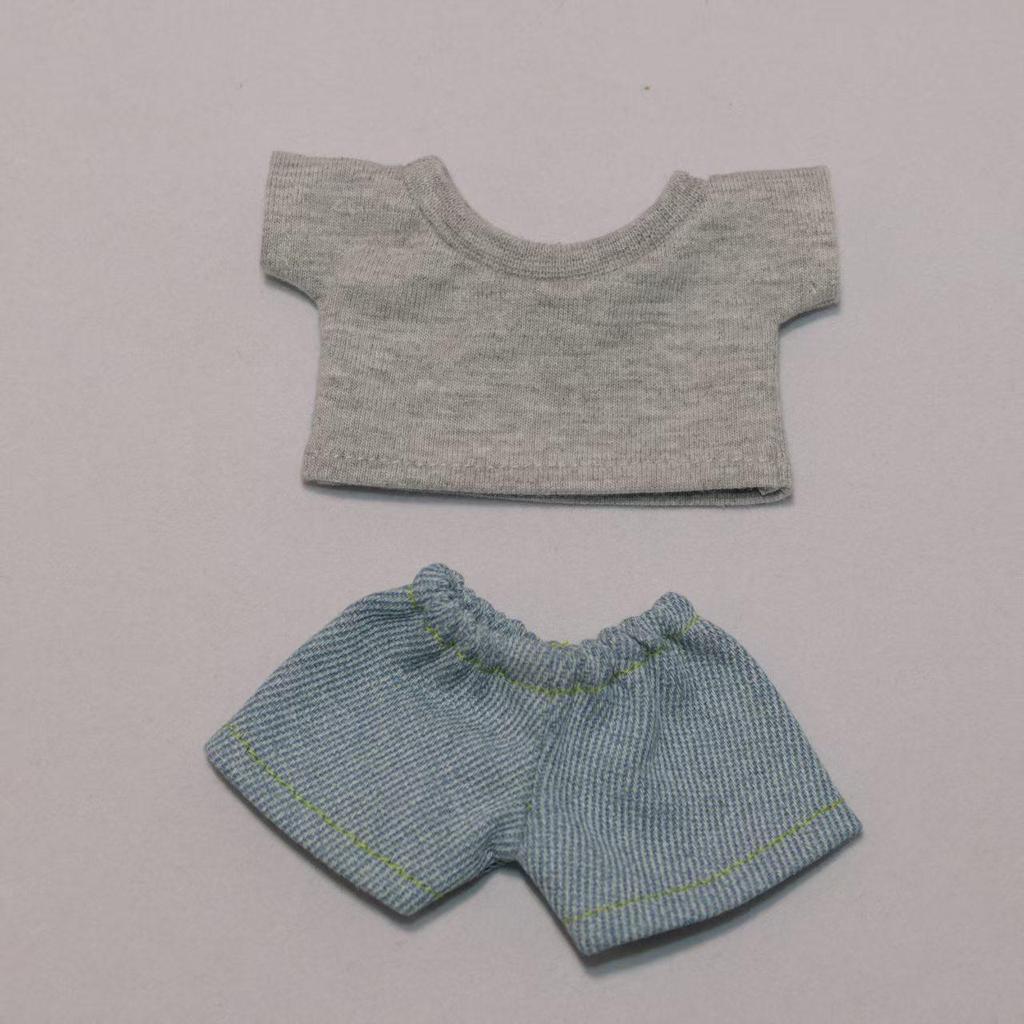 Labubu Keychain Pendant Outfit: Doll Jeans and Short Sleeve Set