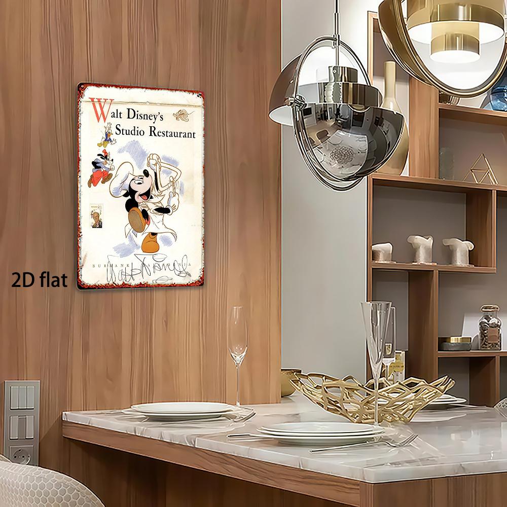 2D Flat, 1pc Disney Vintage Mickey Mouse Chef Poster - Heavy-Duty Iron Kitchen & Cafe Decor - Official Disney Birthday/Christmas