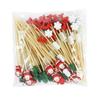 50/100Pcs Disposable Christmas Fruit Picks Santa Claus Fruit Salad Bamboo Sticks  Dessert