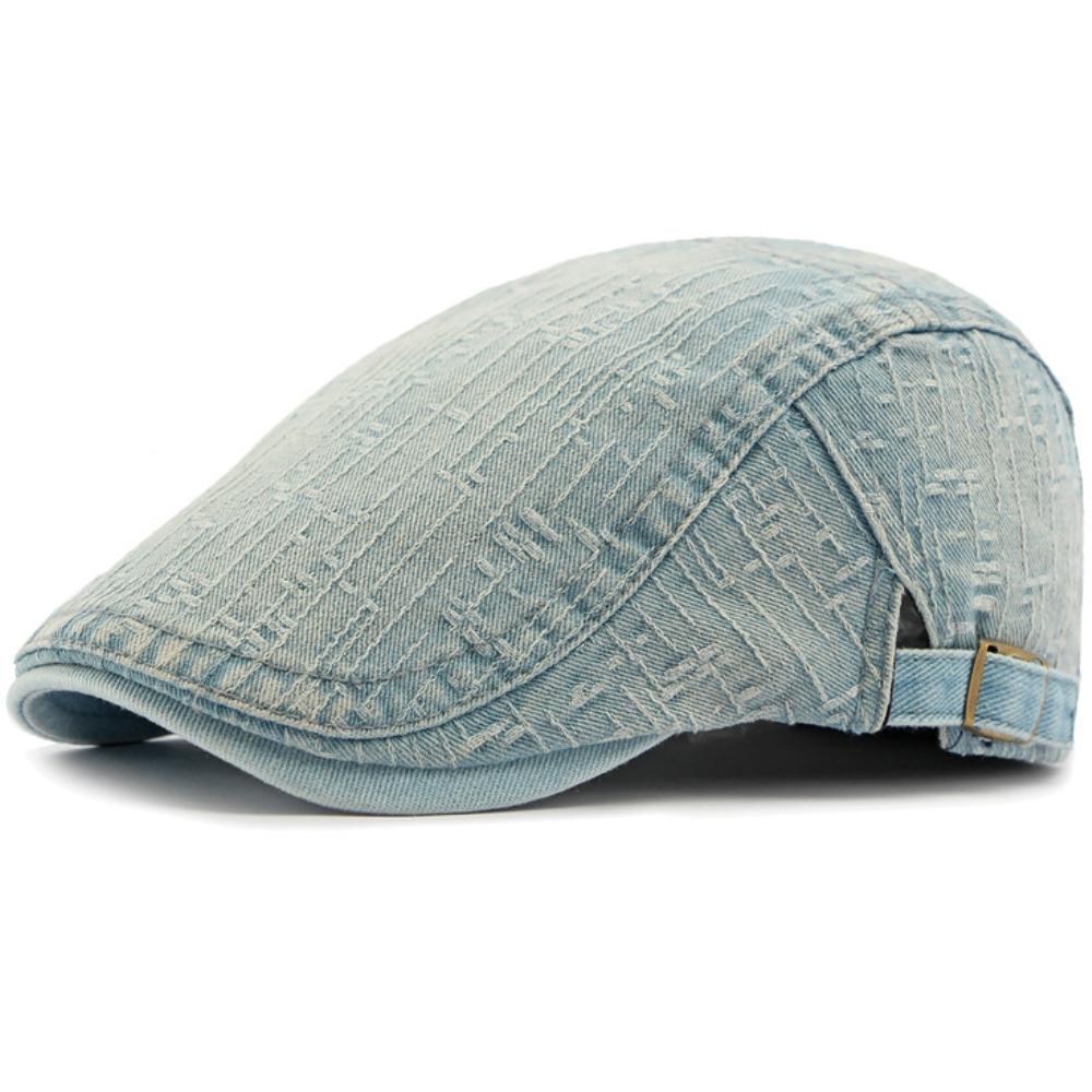 HT4773 Mens Beret Women Spring Summer Sun Cap Male Female Denim Beret Cap Retro Artist Painter Beret Hat Adjustable Ivy Flat Cap