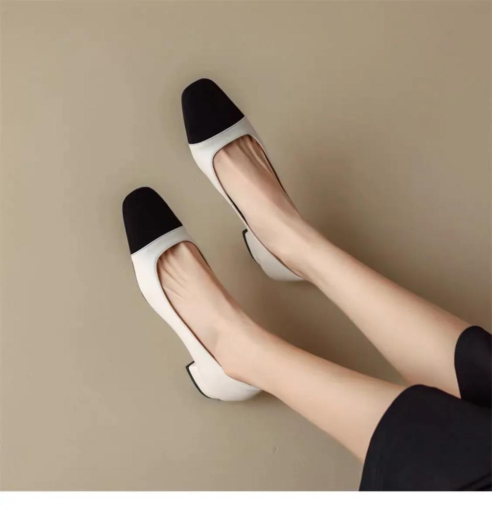 New Leather Women's Heeled Single Shoes Sandals Thick Heel Chaussure Femme Zapatos Mujer Sandalias Sapatos Pumps Formal Shoes