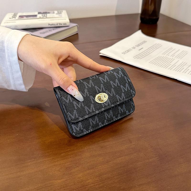 Women's Retro Letter Print Ultra-Thin Coin and Card Holder