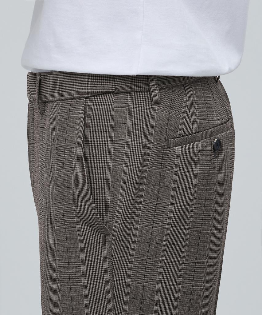 MUSINSA STANDARD Glen Check Tapered Hidden Banding Crop Slacks [Dark Beige]