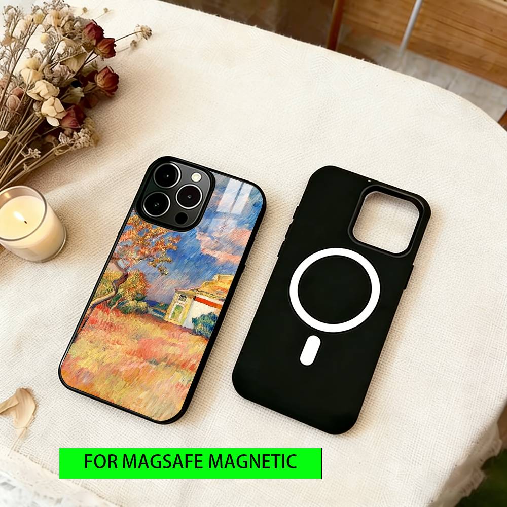 Oil Painting Phone Case For iPhone17,16,15,14,13,12,11 Plus,Pro Magnetic with Magsafe Wireless Charging