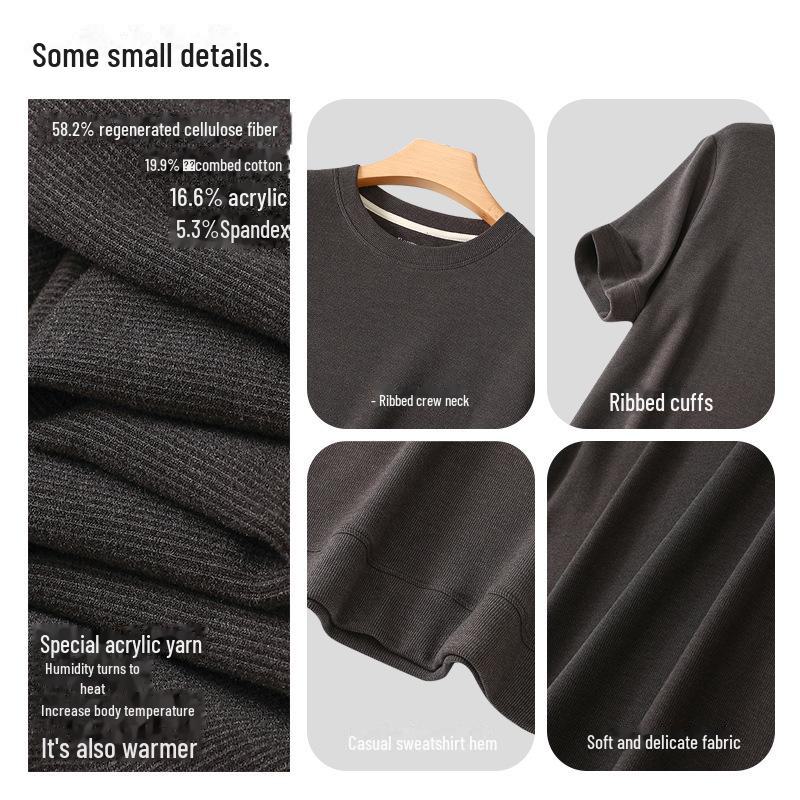 Men’s Short-Sleeve Velvet Heating Sports Shirt with Hyaluronic Acid - Ideal for Autumn and Winter Layering