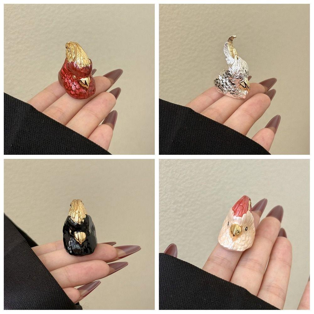 Kawaii Exaggerated Ring Geometric Chunky Enamel Ring Personality Parrot Drip Oil Ring  Gift