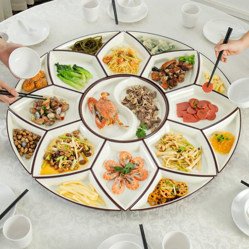 Melamine Platter & Tableware Set: Bowl, Plate, and Dish Set for Hot Pot & New Year's Eve Dinner.