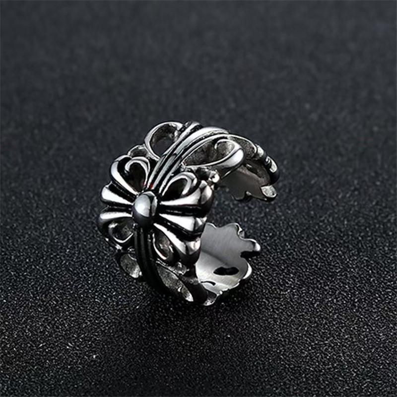 Vintage Hip Hop Croissant Ring: Trendy Cross-Engraved Index Finger Ring for Men & Women