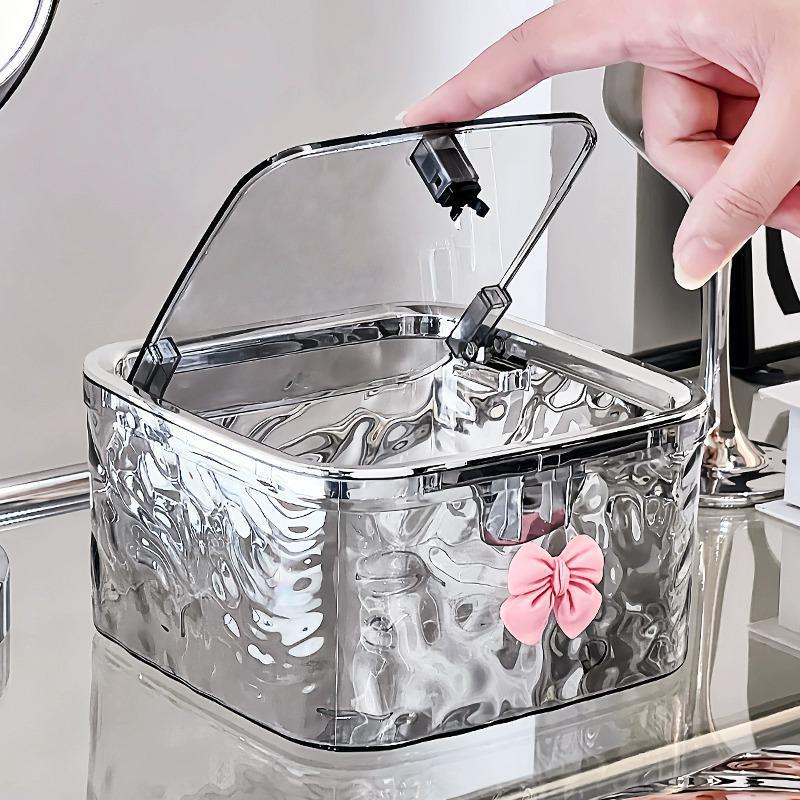 Große strapazierfähige Kunststoff-Aufbewahrungsbox für Mädchen mit transparentem Klappdeckel und dekorativen Elementen zur Organisation von Haaraccessoires und Schmuck