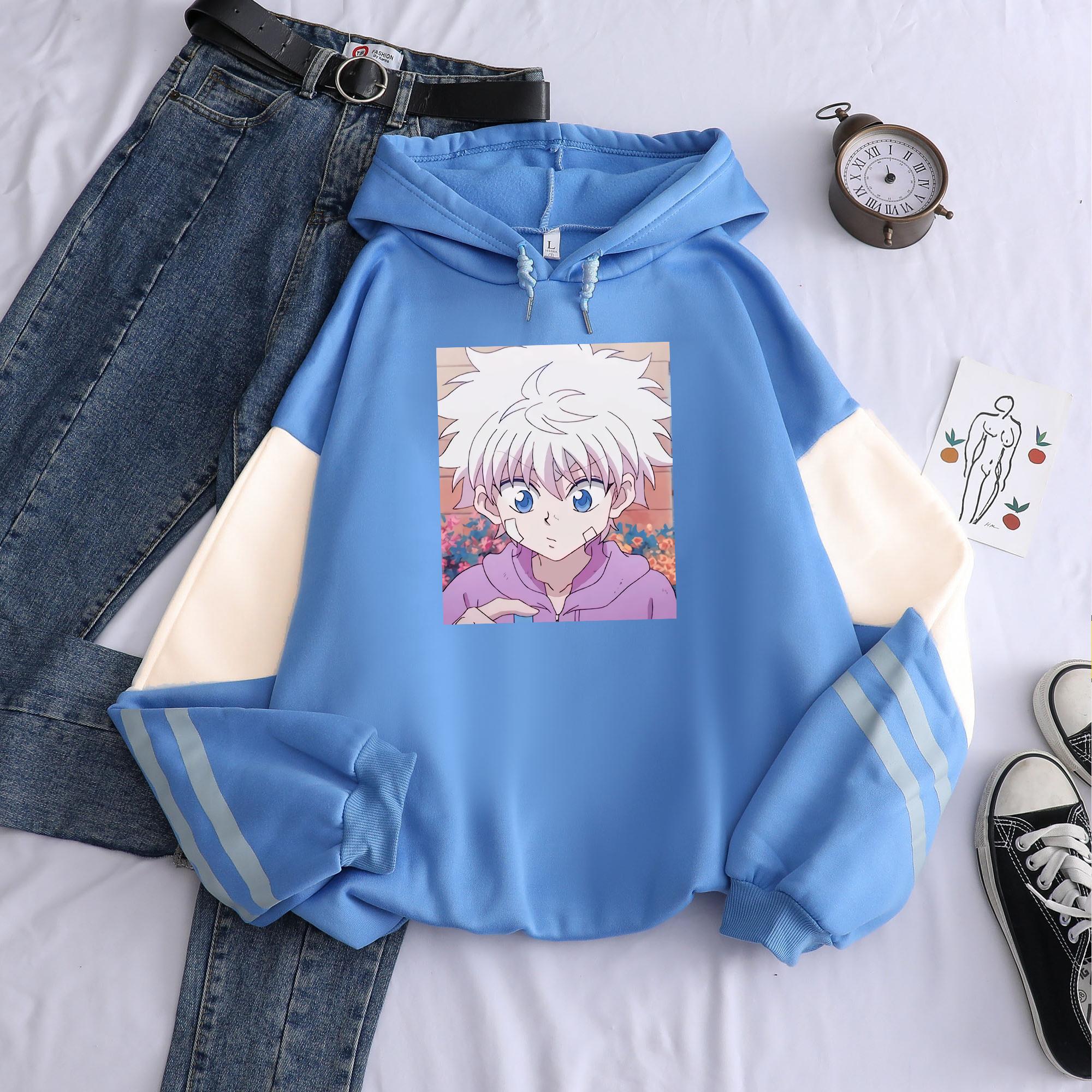 

Аніме Hunter X Hunter Killua Zoldyck Kawaii Cartoon Hoodies Толстовка Harajuku Печворк Oversize Чоловіки Жінки Пуловери Толстовки XL