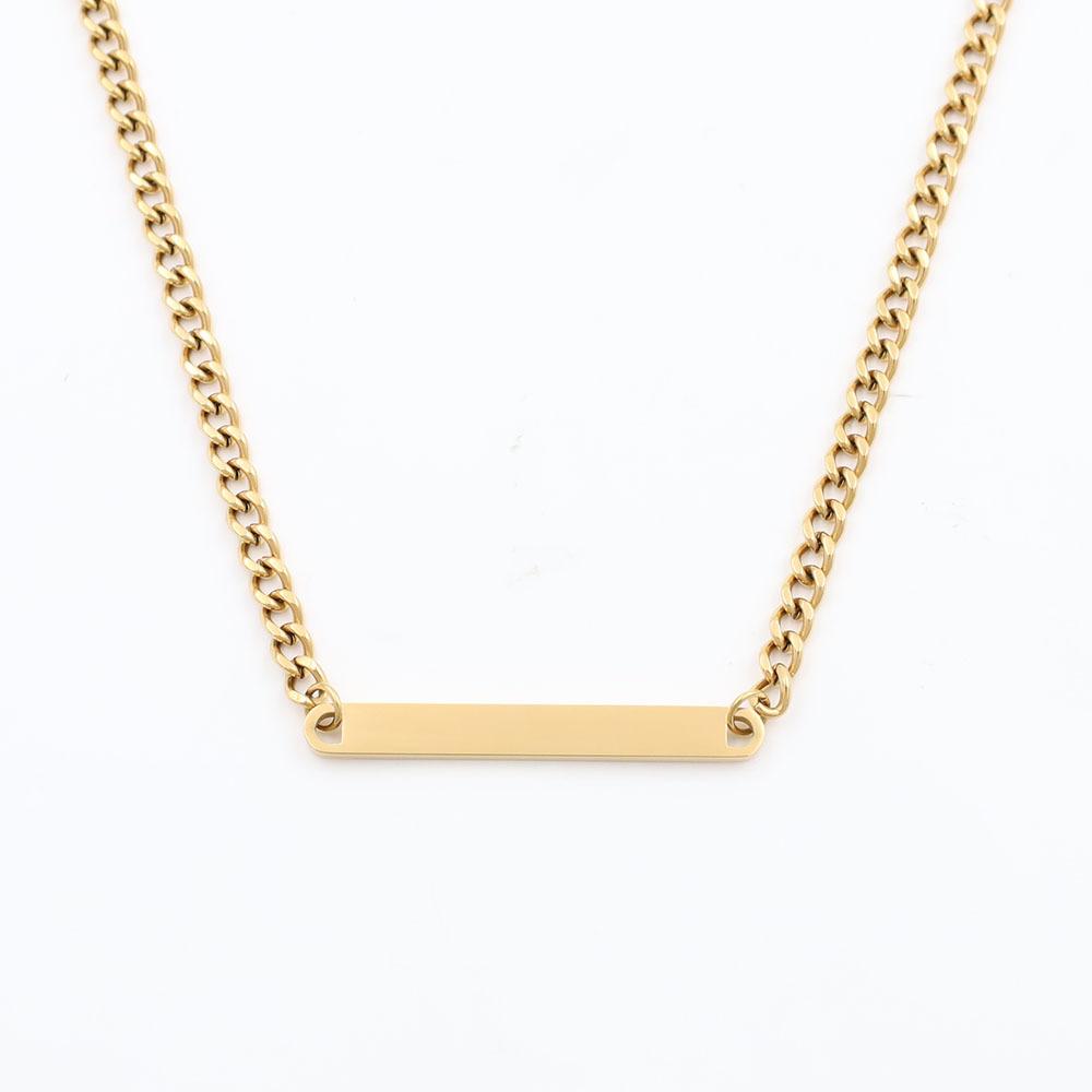 Simple And Non-Fading Collarbone Chain Female Niche Design One-Character Brand Smooth Titanium Steel Necklace Jewelry