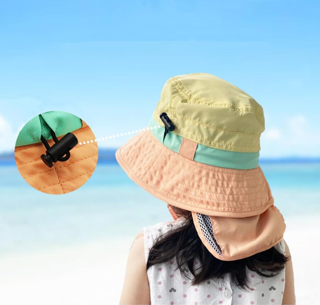 Kapelusz Dziecięcy Plażowy UV Dziecięcy Słoneczny Dziecięcy Wiaderkowy Safari Z Karkiem Pot Szybki Typ Klapki Rozmiar M [JYZ] Kapelusz, Ochrona, Kapelusz, Kapelusz, Kapelusz, Lato, Chłopcy, Dziewczynki, UPF50+,