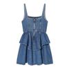 New European and American style fashion cake stacked A word waist thin suspender dress