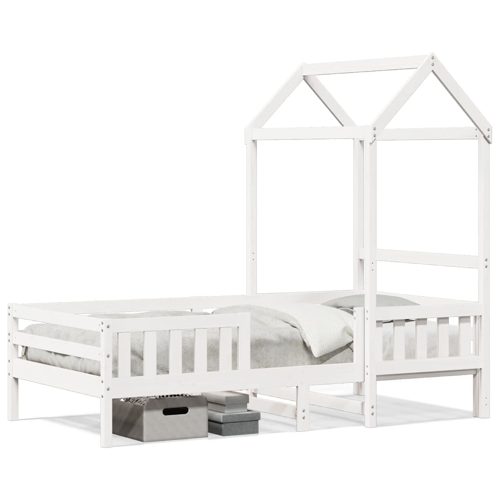 Solid Wood Bed with Canopy White 75x190 Cm Pine
