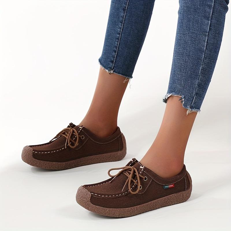 Spring Single Shoes Women Really Versatile Bean Shoes Comfortable Women Casual Flat Single Shoes Lace Up