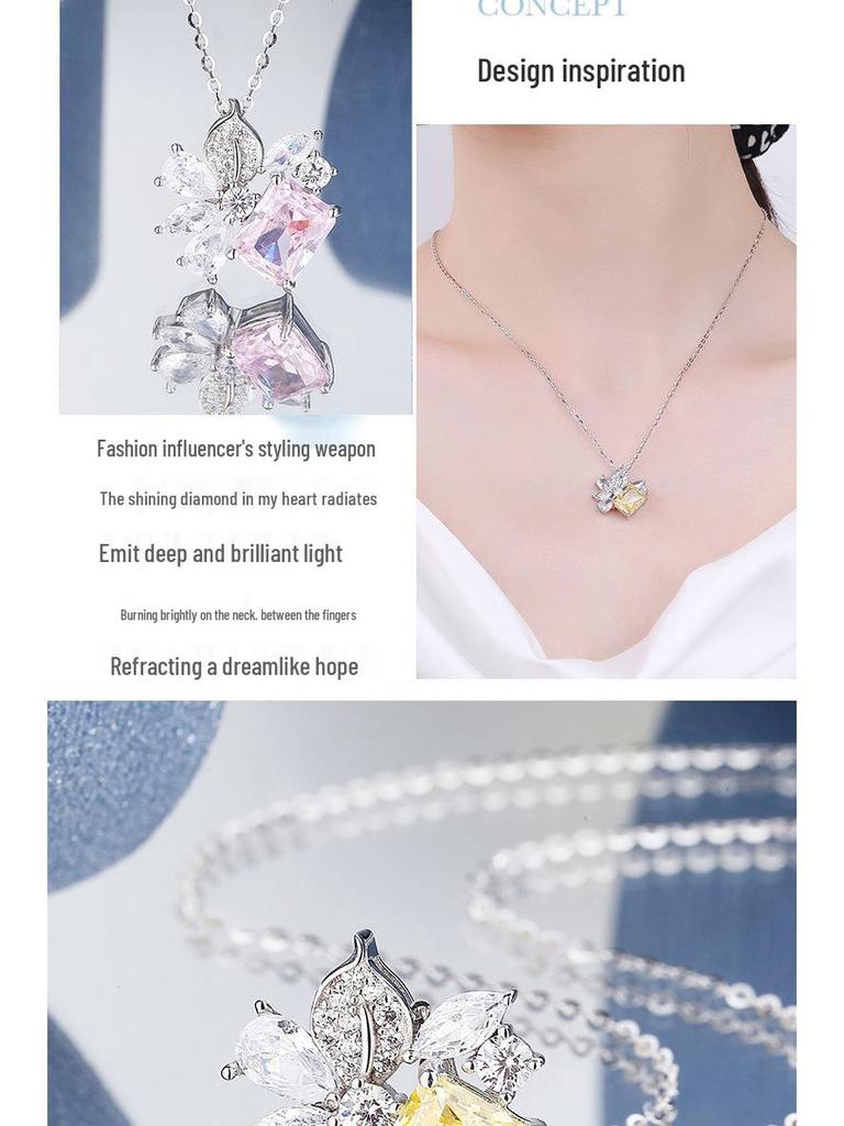 Sterling Silver Camellia Crystal Necklace: Versatile, High-End Clavicle Chain for Women, 2021 Style.