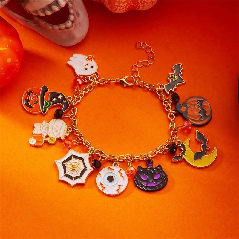 Halloween Alloy Bracelet - Pumpkin Ghost Spider Pendant Set Hand Chain