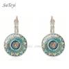 Vintage Grüne Mandala Ohrringe Retro Heilige Geometrie Lotus Glas Anhänger Ohrringe Für Damen Herren Boho Schmuck