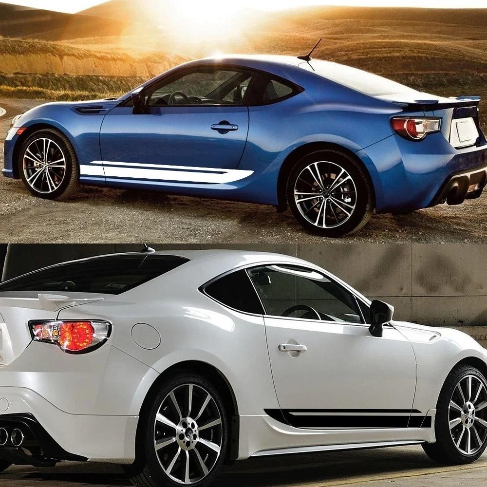 2PCS Car Side Door Body Stickers Racing Stripe Style  Vinyl Decals For Subaru BRZ STI Toyota 86 GT86 GR86 Car Decor Accessories