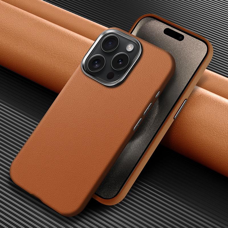 Enkelt skinnveske Egnet for IPhone16ProMax Mobiltelefondeksel Legeringslinse Apple 15 Enkelt Matt Beskyttelsesdeksel