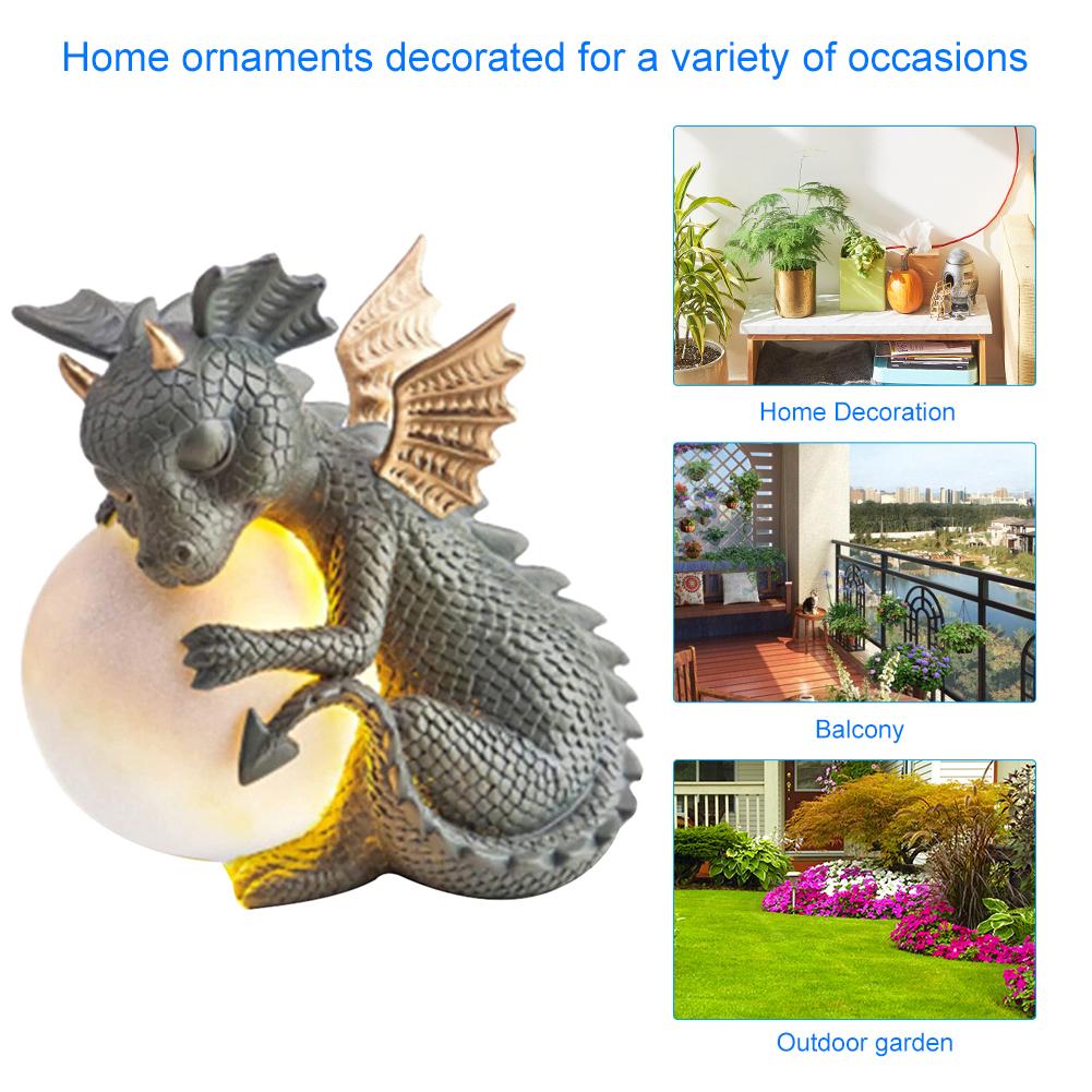 3D Kleine Dinosaurierform Schlafskulptur Harz Tischlampen Dekoration Nachtlichter Drachenmodell Garten Außenhof Dekoration