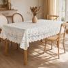 White Lace Tablecloth, Square Scalloped Floral Lace Doily, Elegant Vintage Table Cover for Nightstand End Table Tea Party Home Decor