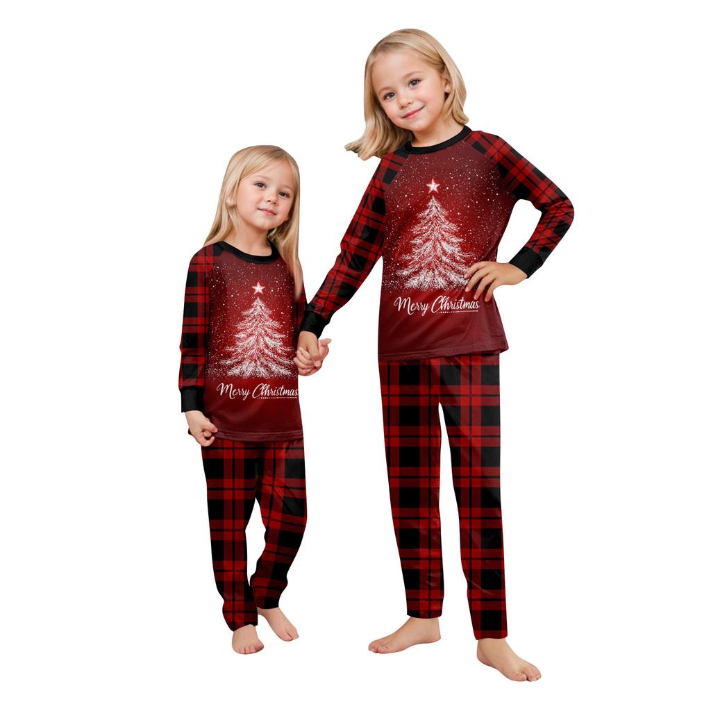 Druck Niedliches Familien-Set Pyjamas, Hauskleidung, Familien-Set Langarm-Oberteil Hosen-Set
