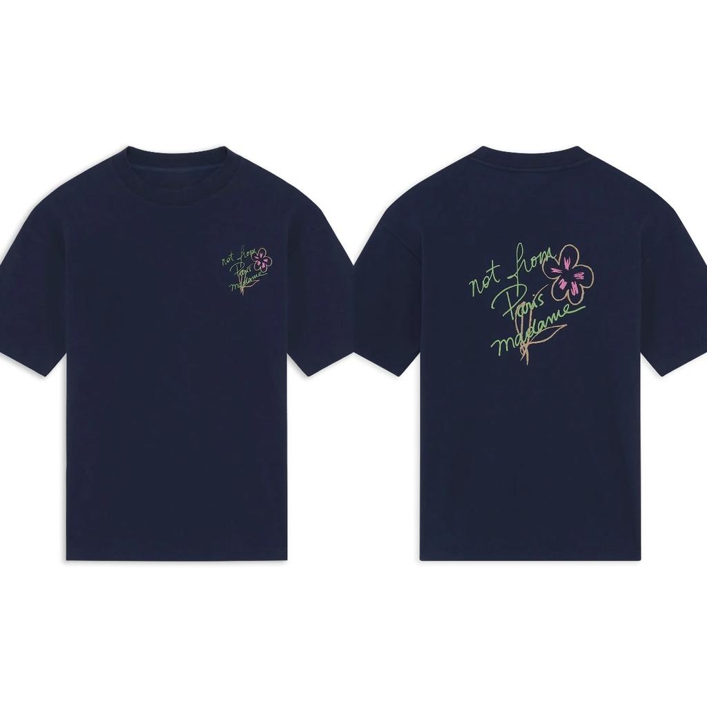 Letter Flower Print Log TShirt Slogan Not From Paris Tops Men Women Oversized Tshirts Casual Cotton Short Sleeve Male Tees