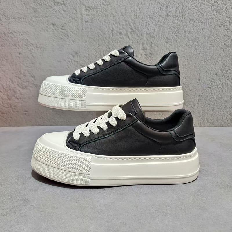 2025 Men's Luxury Casual Leather Sneakers - High-End, Height-Boosting, Thick-Soled Sports Shoes