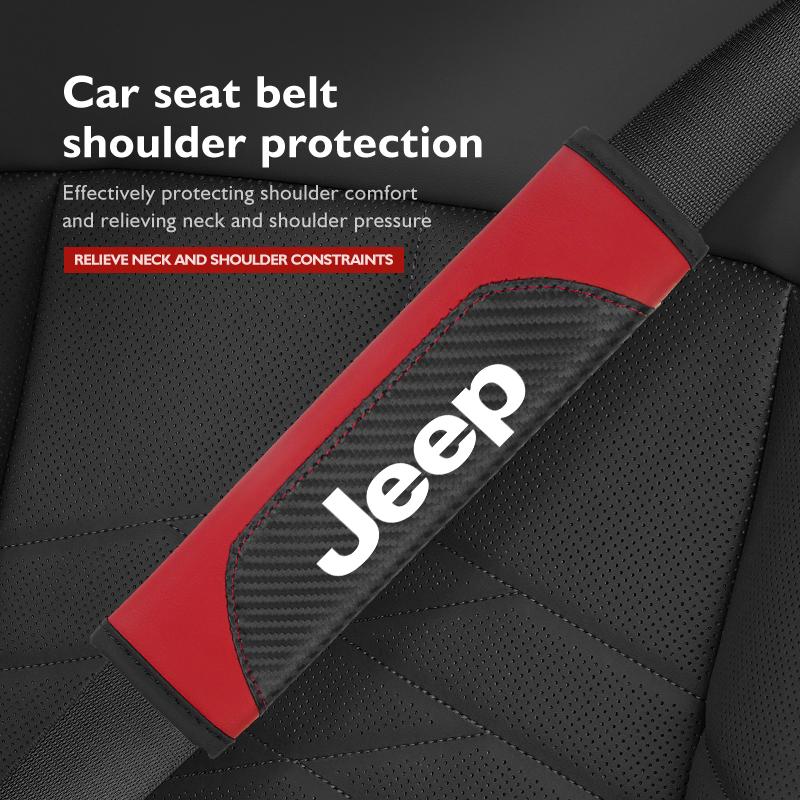 For Jeep Leather Car Safety Seat Belt Strap Shoulder Pad Accessories Cherokee Patriot Liberty Wrangler JK JL Commander