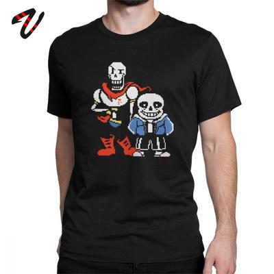 Undertale T-Shirt Herren Sans und Papyrus Spiel T-Shirt Kurzarm Totenkopf T-Shirt Halloween Geschenk Premium Baumwolle Oberteile Party T-Shirt
