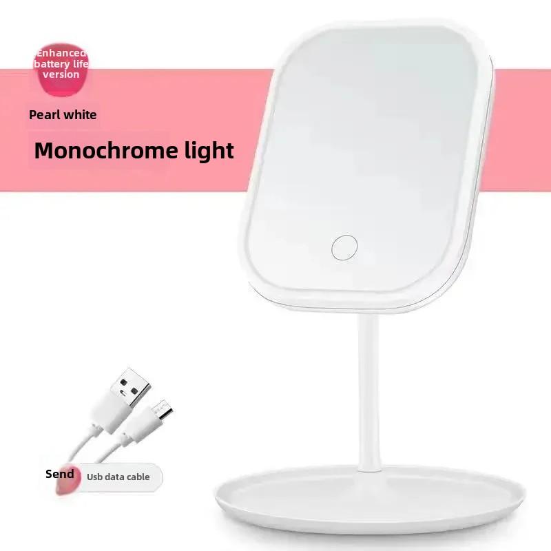 Led Vanity Mirror Intelligent Adjustable Monochrom/3color Light Vanity Mirror Desktop Fill Light Mirror One Touch Charging Model