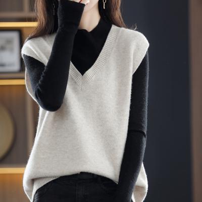 Locker gestrickte Weste für Damen, ärmelloses Pullover-Tanktop, warmer V-Ausschnitt für den Winter