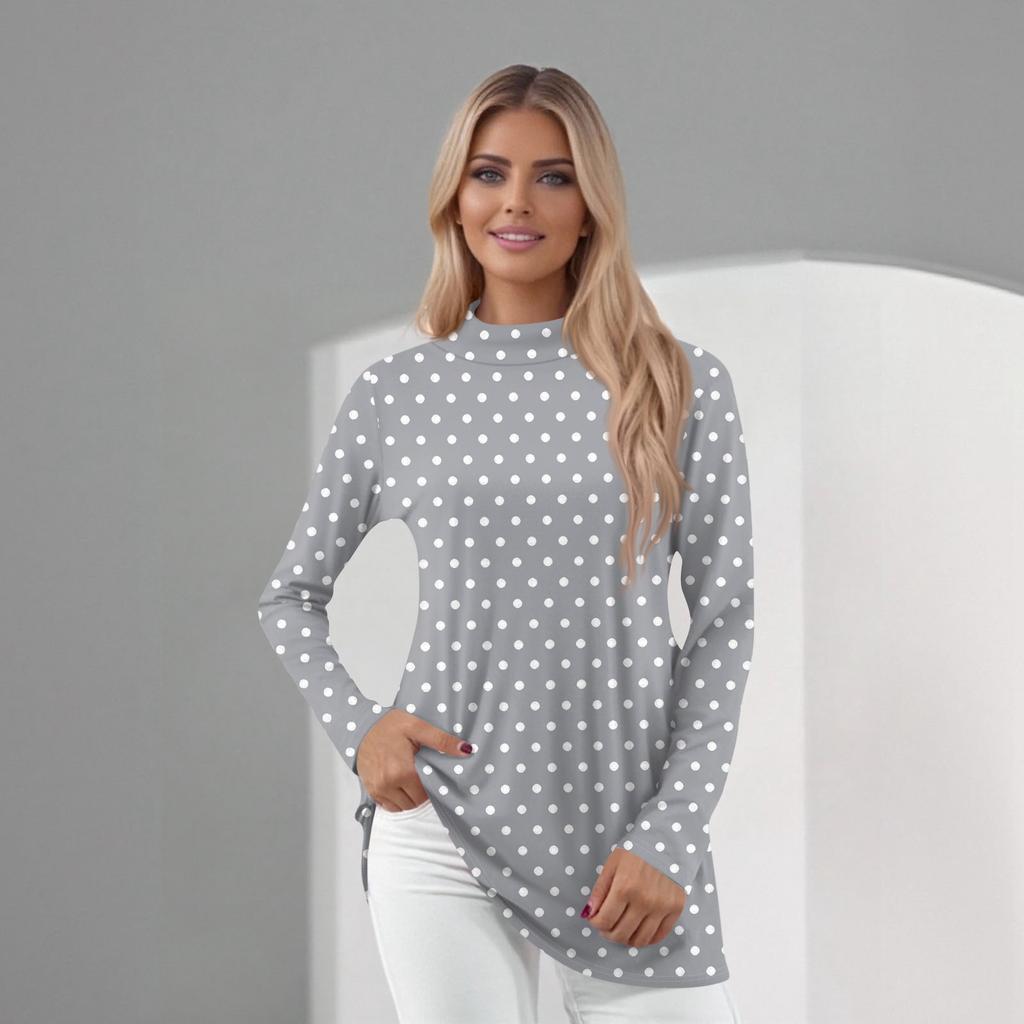 Women's Daily Casual Long Sleeve Mid Collar Top