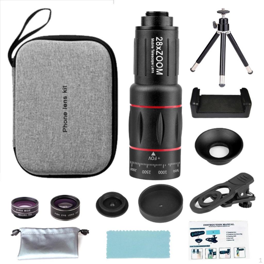 Phone Telephoto Lens Kit High Magnification 28x Magnify Tripod Use Standard