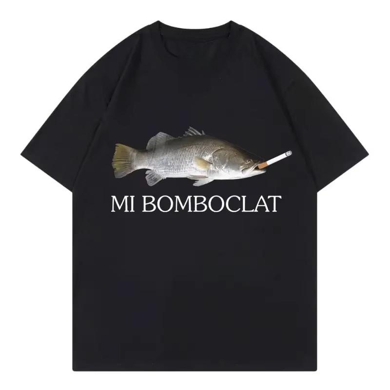 2026 Funny Bomboclat Fish Meme T-shirt High Street Fashion Trend Y2k Short Sleeve T-shirts Women Harajuku