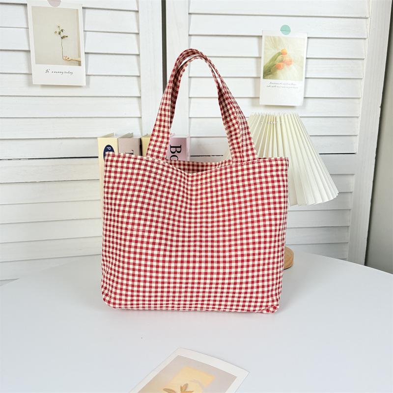 Portable Plaid Bento Lunch Tote Bag