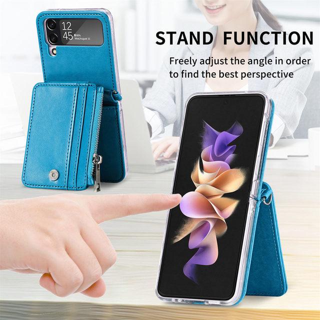 Suport Card Protecție Completă Husă Pliabilă din Piele Pentru Samsung Galaxy Z Flip 4 5g Flip4 Flip3 Flip 3 Business Husă cu Șnur