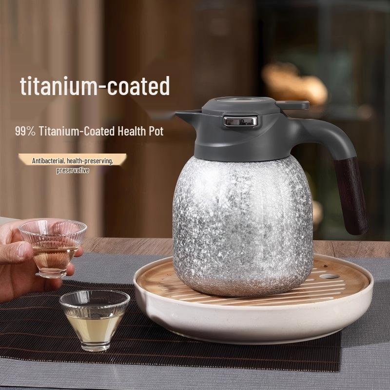 

Pure Titanium Temperature Display Teapot 2025 - Large Capacity White Tea Stewing Kettle with Heat Preservation 1500ml серебряный