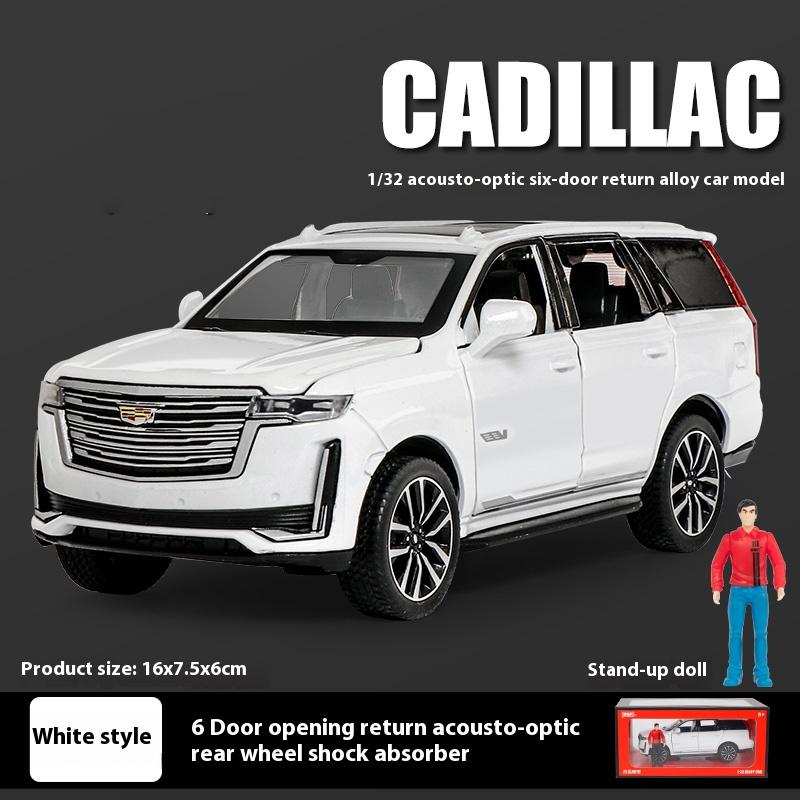 1/32 Scale Cadillac Escalade Off-road Vehicle Simulation Diecast Metal Alloy Model Car Sound Light Pull Back Collection Toy Gifts