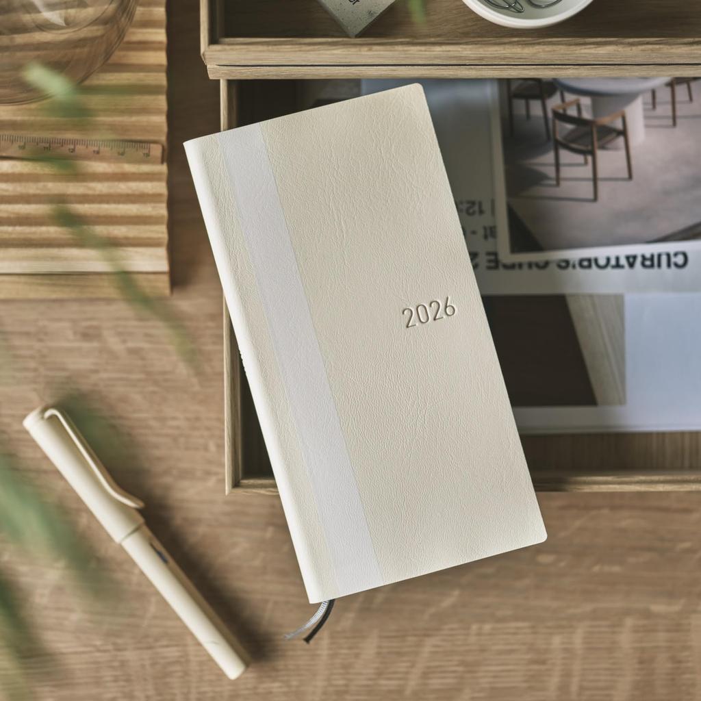 Hobonichi Techo 2026 weeks White Line/Ivory January Start Weekly Planner Left Slim Vertical