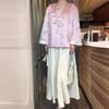 2024 Cool Zen-Style Women's Pink Hanfu Shirt Jacket for Early Autumn