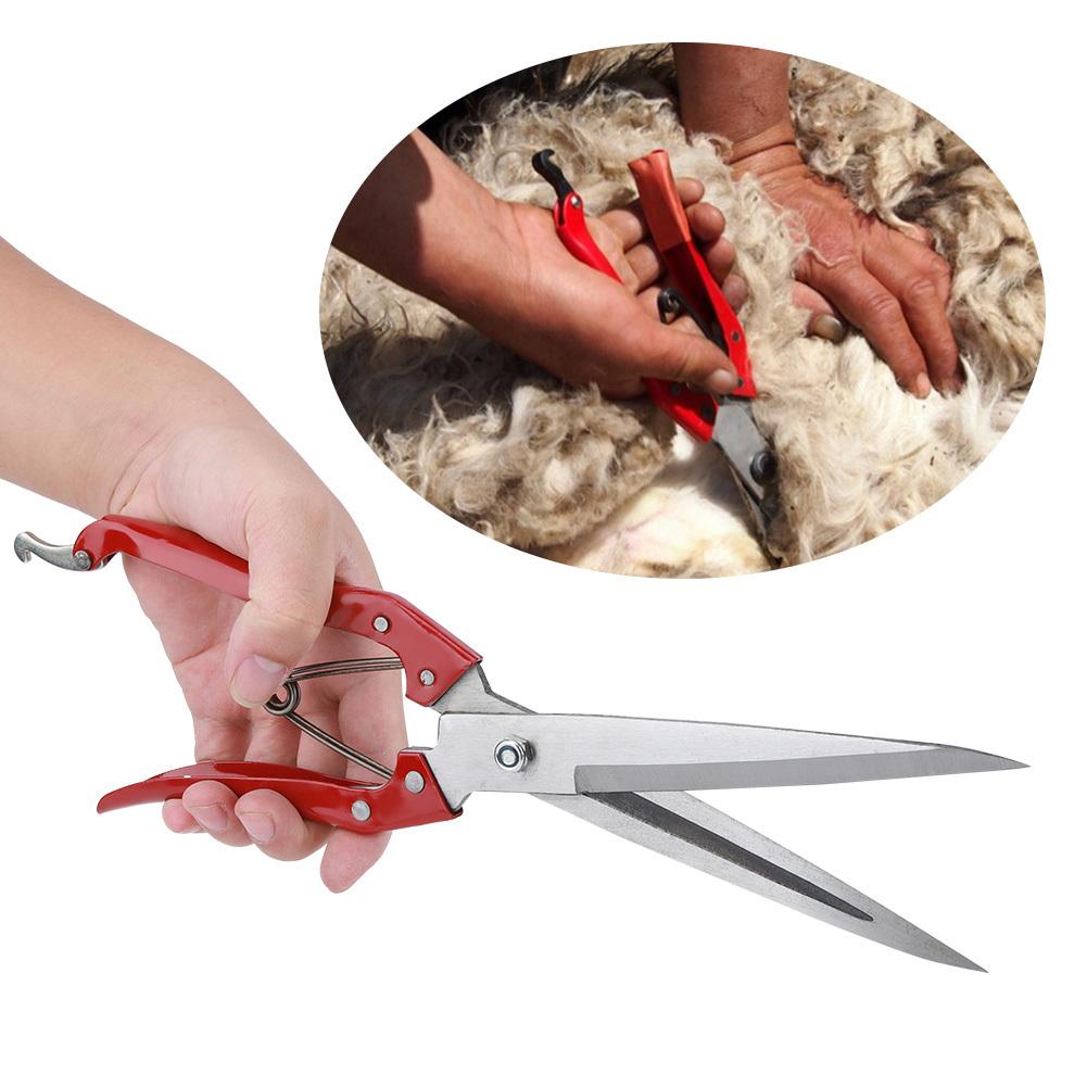 1pc Multifunctional Manual Steel Sheep Wool Shear Trimming Scissor with Spring, Durable Metal Handheld Clippers for Farm Animal Grooming