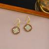 New Chinese style light luxury high-end earrings, women's antique style diamond inlaid geometric circular patterned earrings