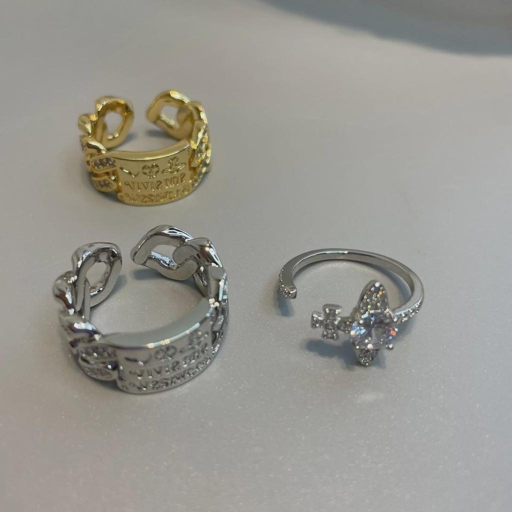 Adjustable Geometric Diamond Zircon Letter Ring - Empress Dowager Cixi Inspired