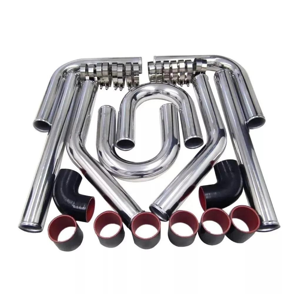 2.5" Inch Turbo Intercooler Piping Aluminum w/U Pipe Silicone Coupler Clamp Kit