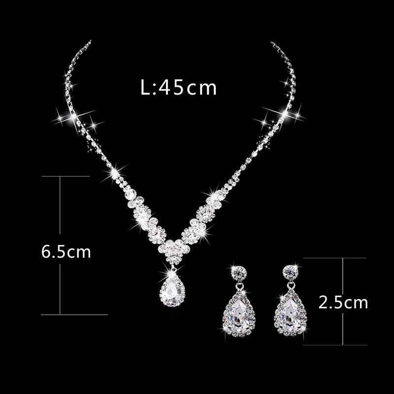 Bridal Angel Tears Rhinestone Zircon Necklace & Earrings Set